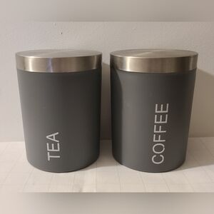 Pair of Tea and Coffee Kitchen Storage Bins Jars Containers